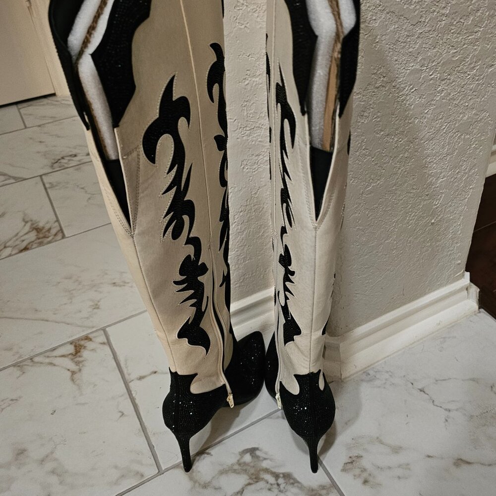 Rhinestone Tall Cowboy Boots - Picture 3 of 9